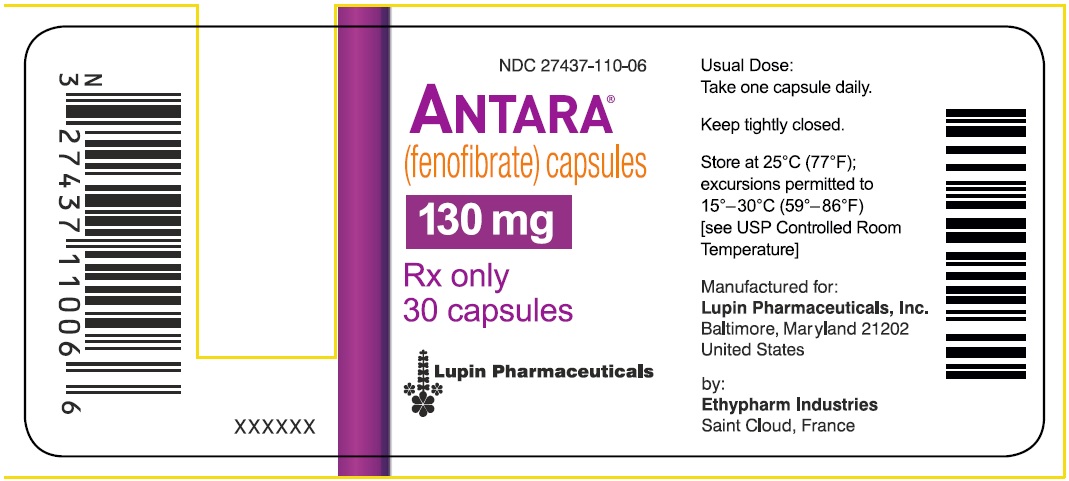 NDA 27437-110-06
ANTARA
(fenofibrate) capsules
130 mg
Rx only
30 capsules
							Lupin Pharma