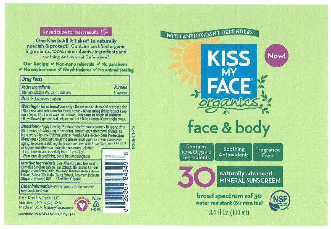 KISS MY FACE organics face and body MINERAL SUNSCREEN 100ml