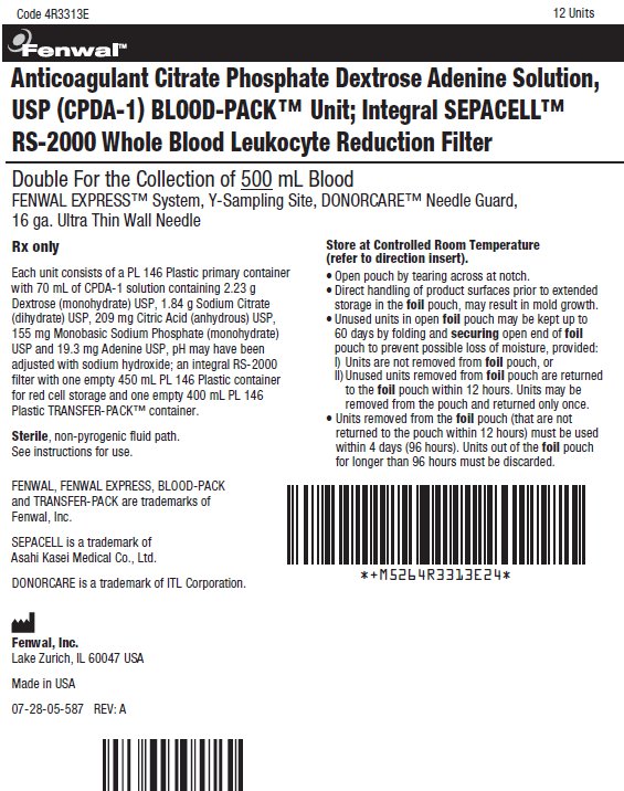 Anticoagulant Citrate Phosphate Dextrose Adenine Solution, USP (CPDA-1) BLOOD-PACK™ Unit; Integral SEPACELL™ RS-2000 Whole Blood Leukocyte Reduction Filter label