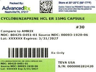 Cyclobenzaprine HCl ER 15mg #30