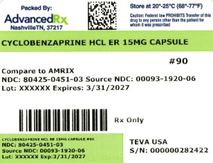 Cyclobenzaprine HCl ER 15mg #90