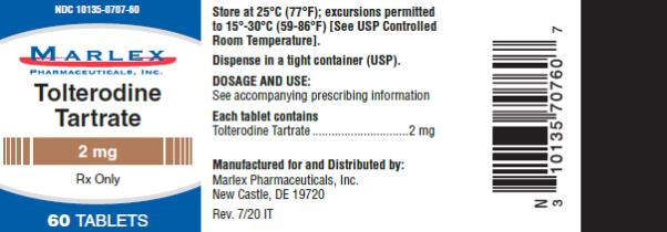 PACKAGE LABEL - PRINCIPAL DISPLAY PANEL – 2 mg Strength
NDC: <a href=/NDC/10135-0707-6>10135-0707-6</a>0
60 Tablets 	

Tolterodine Tartrate Tablets 
2 mg
 Rx only
