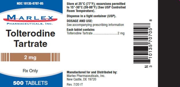 PACKAGE LABEL - PRINCIPAL DISPLAY PANEL – 2 mg Strength
NDC: <a href=/NDC/10135-0707-0>10135-0707-0</a>5
500 Tablets 	

Tolterodine Tartrate Tablets 
2 mg
 Rx only
