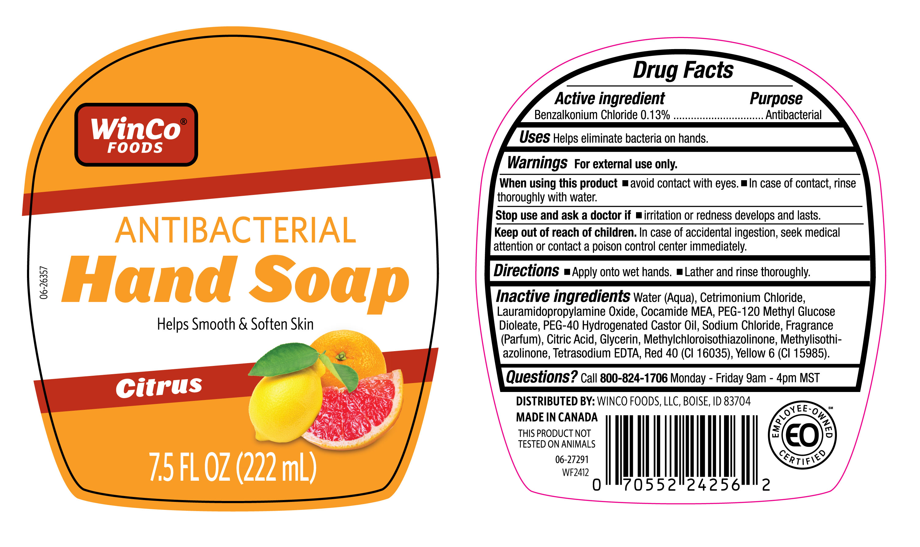 WINCO CITRUS ANTIBAC 6X7.5OZ LHSOAP