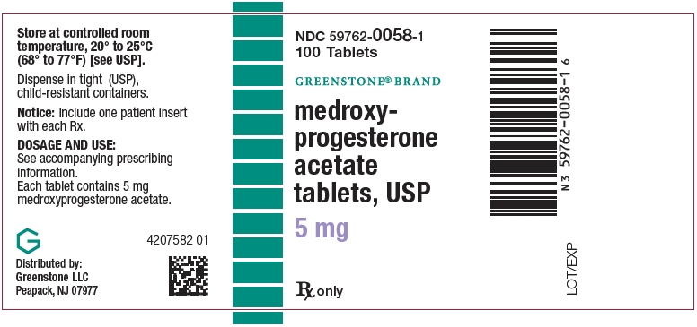 PRINCIPAL DISPLAY PANEL - 5 mg Tablet Bottle Label - NDC: <a href=/NDC/59762-0058-1>59762-0058-1</a>