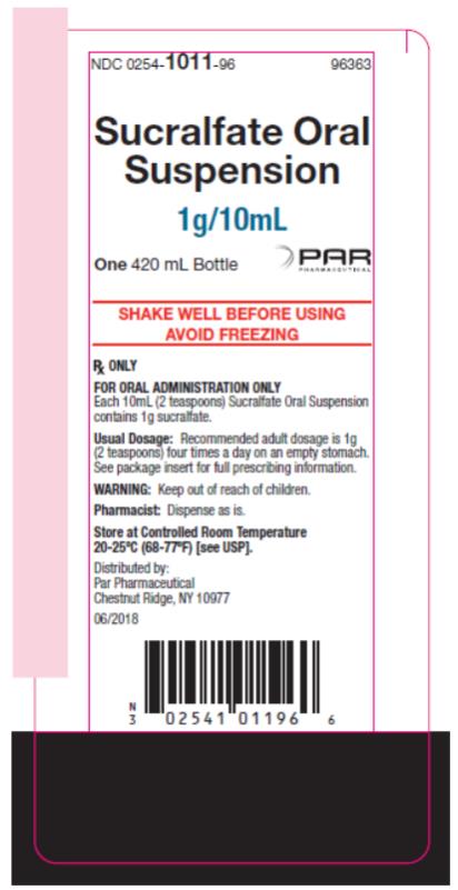 PRINCIPAL DISPLAY PANEL
NDC: <a href=/NDC/0254-1011-96>0254-1011-96</a>
Sucralfate Oral 
Suspension
1g/10mL
One 420 mL Bottle
Rx Only
