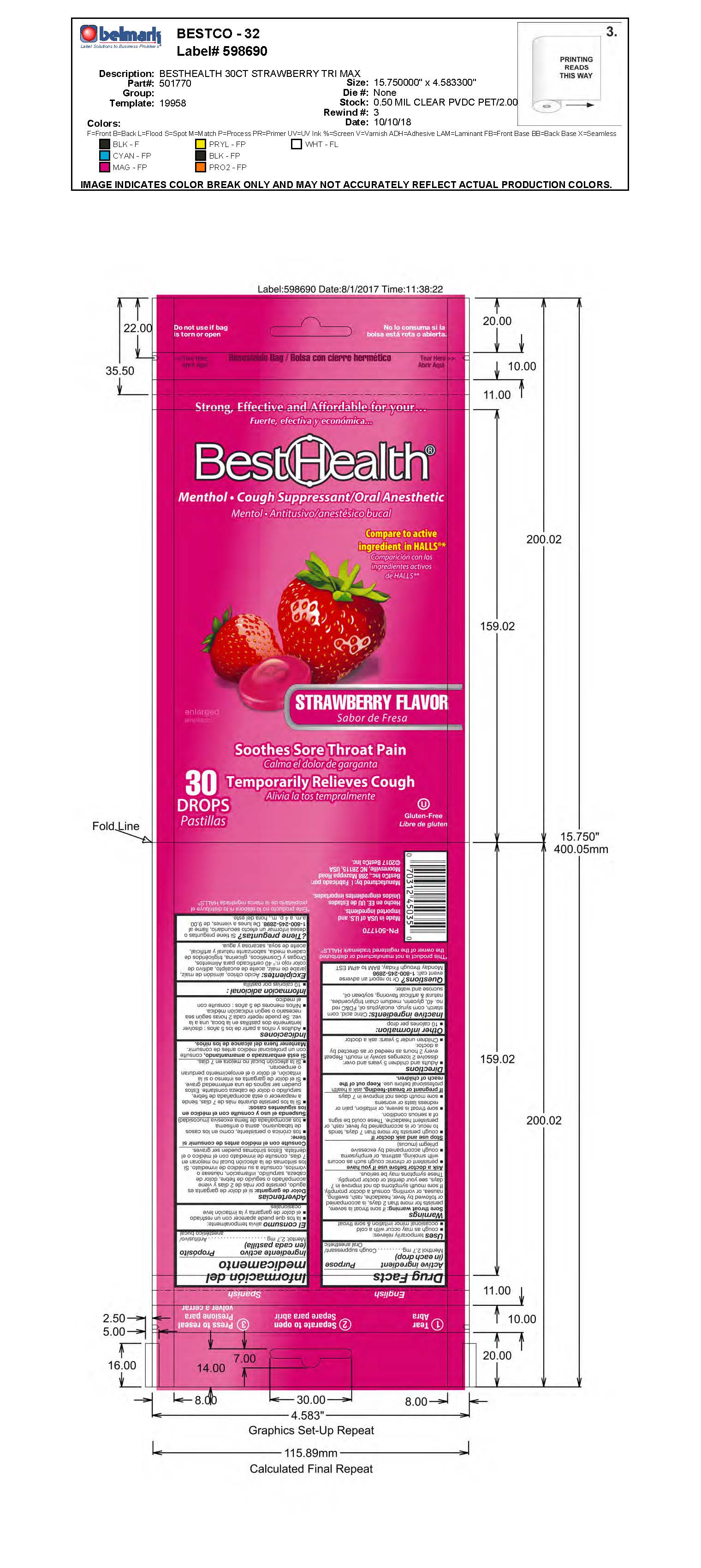 BestHealth Strawberry 30ct Cough Drops