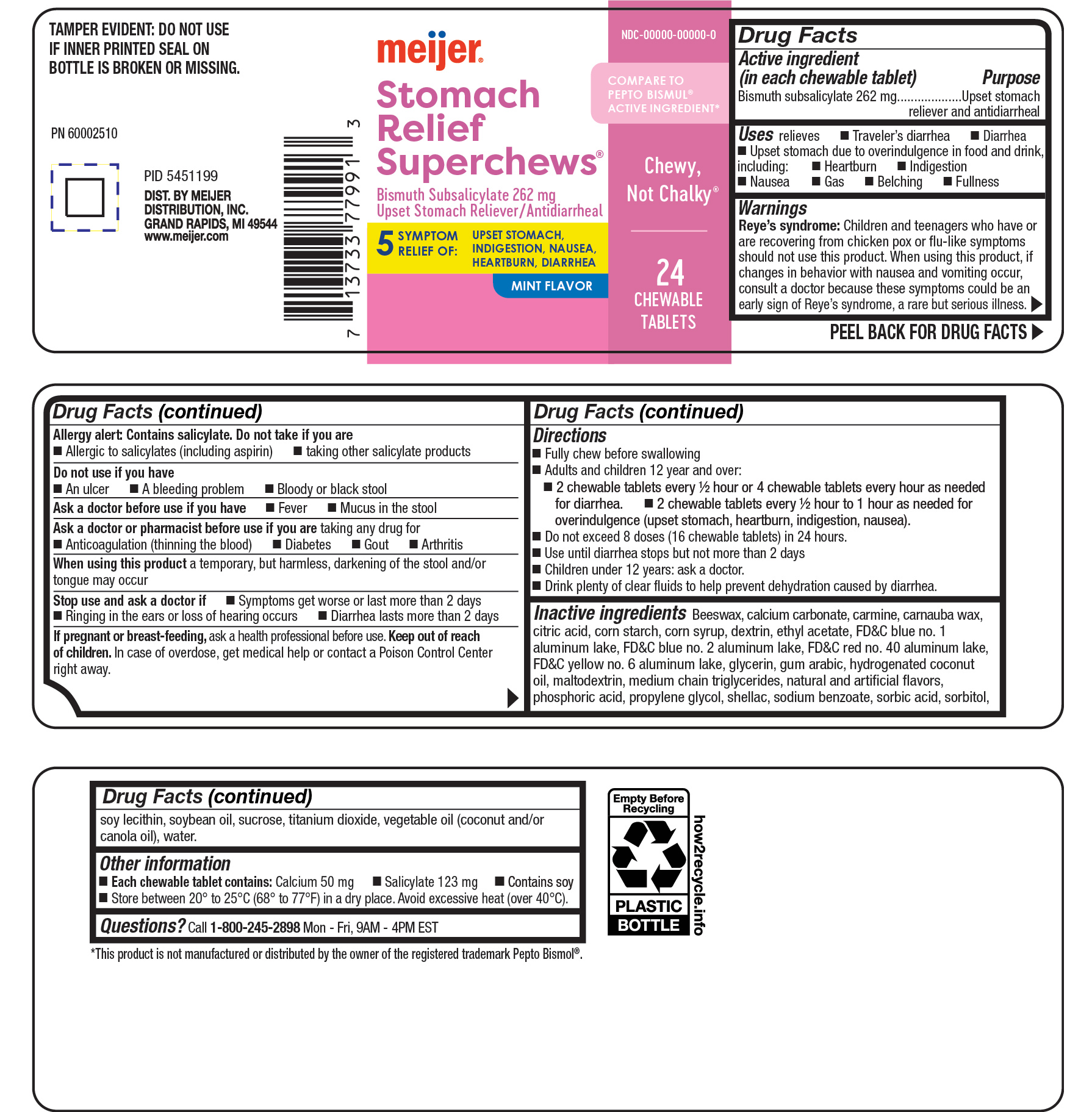 Meijer Bismuth Stomach Relief 24ct