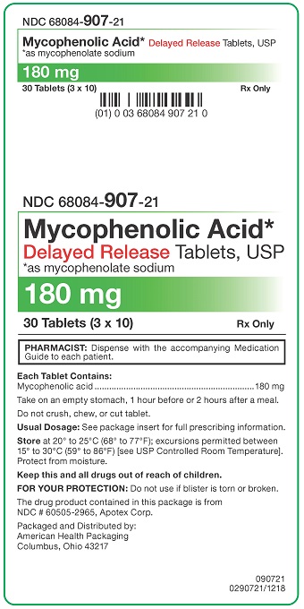 180 mg Mycophenolic Acid DR Tablets Carton