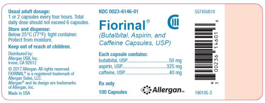 PRINCIPAL DISPLAY PANEL
NDC: <a href=/NDC/0023-6146-01>0023-6146-01</a>
Fiorinal® 
(Butalbital, Aspirin, and 
Caffeine Capsules, USP)
100 Capsules
Rx only
