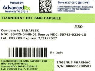 Tizanidine HCL 6mg Capsule #30