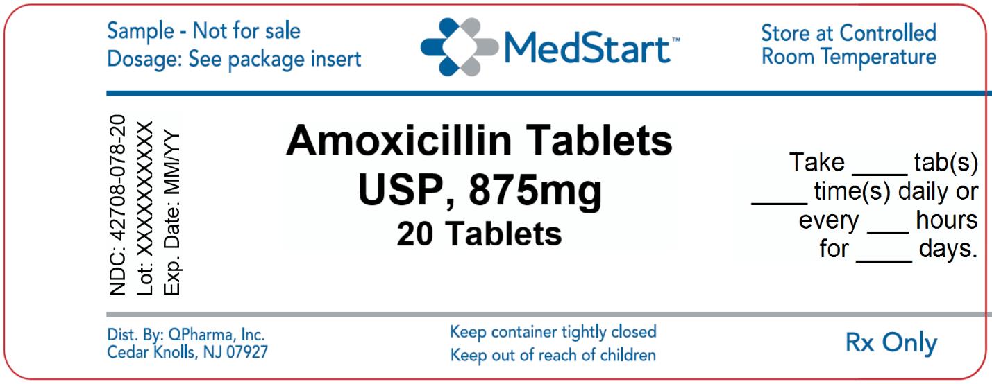 42708-078-20 Amoxicillin Tablets USP 875mg x 20