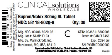 Bupren/Nalox 8/2mg SL Tablet 30 count blister card
