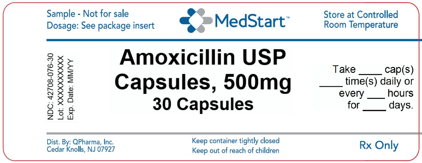 42708-076-30 Amoxicillin USP Capsules 500mg x 30