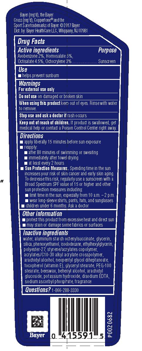 Sport lotion SPF 15 back label