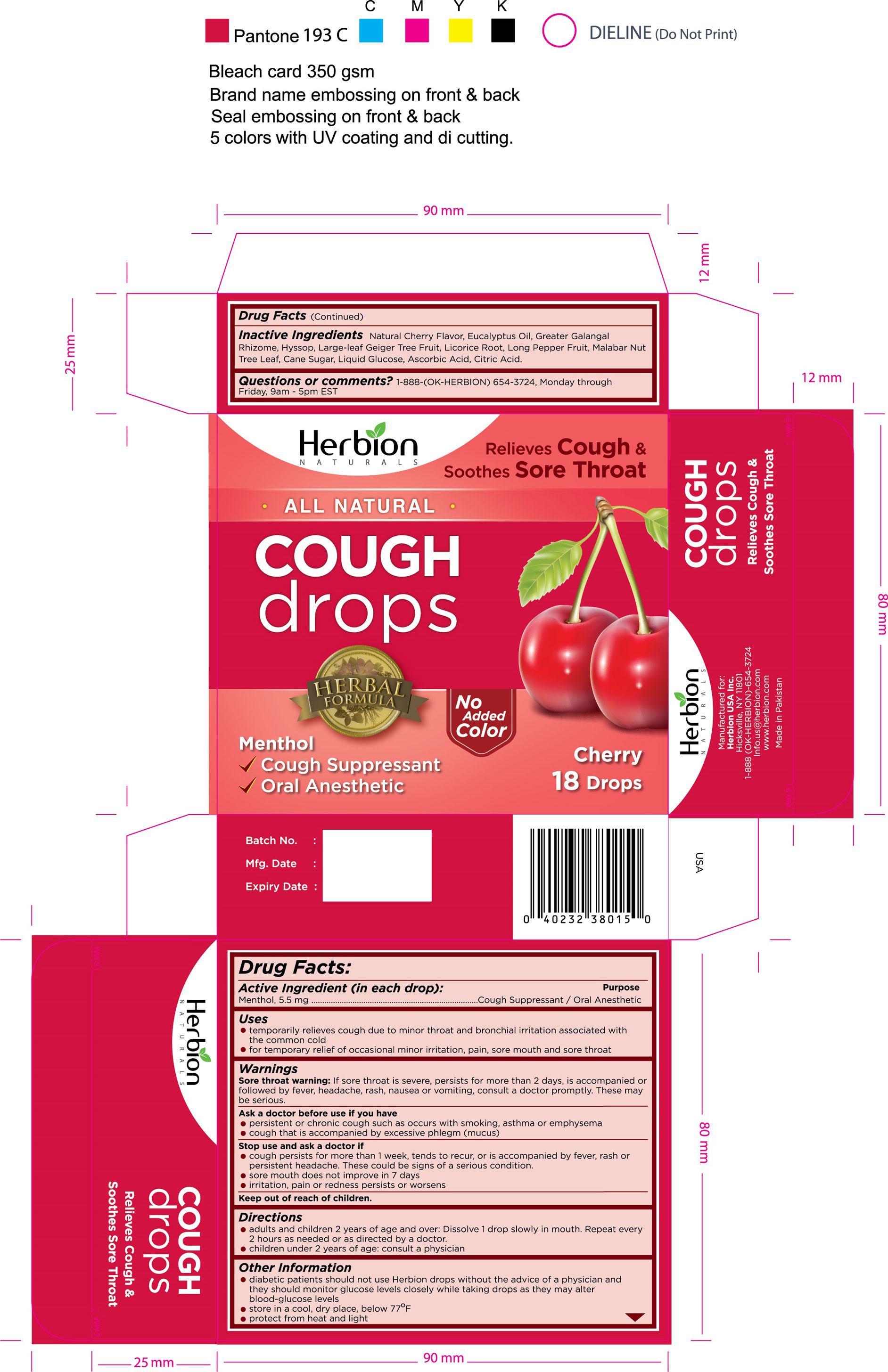 Herbion Naturals Cherry Cough Drops