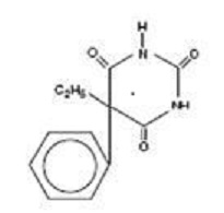 The structural formula for phenobarbital