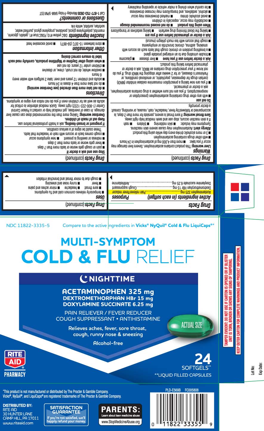 Acetaminophen 325 mg, dextromethorphan HBr 15 mg, Doxylamine Succinate 6.25 mg