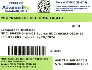 Propanolol HCl 10mg Tablet #30