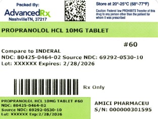 Propanolol HCl 10mg Tablet #60