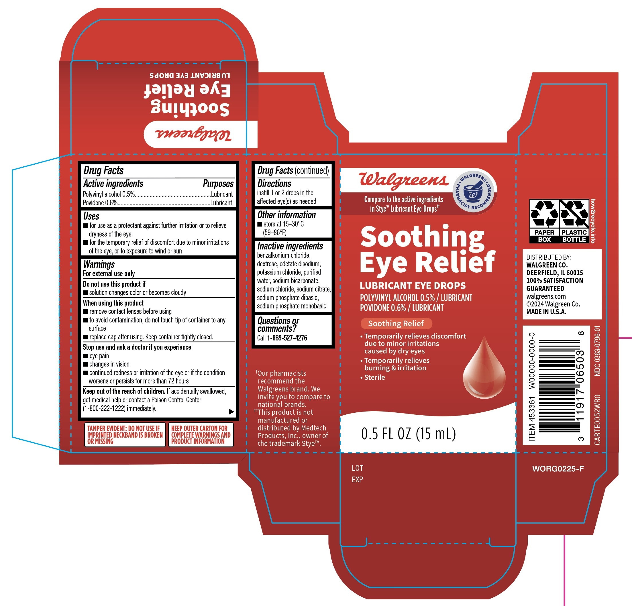 Walgreens Soothing Eye Relief Lubricant Eye Drops 15mL