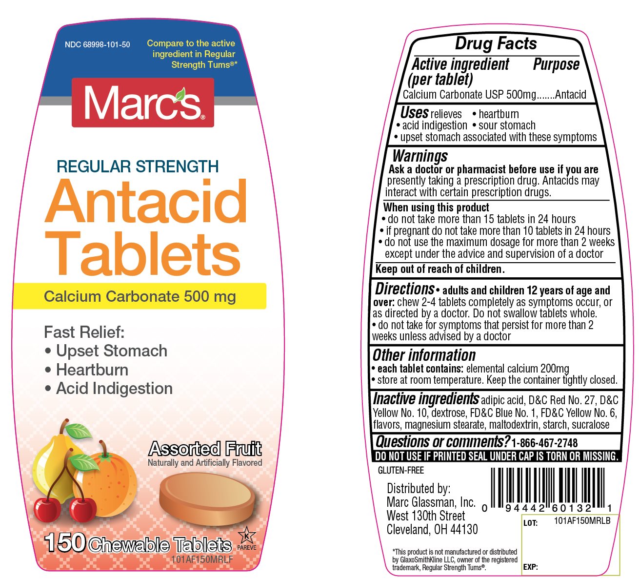 Marc Glassman Assorted Fruit Antacid 150 Chewable Tablets