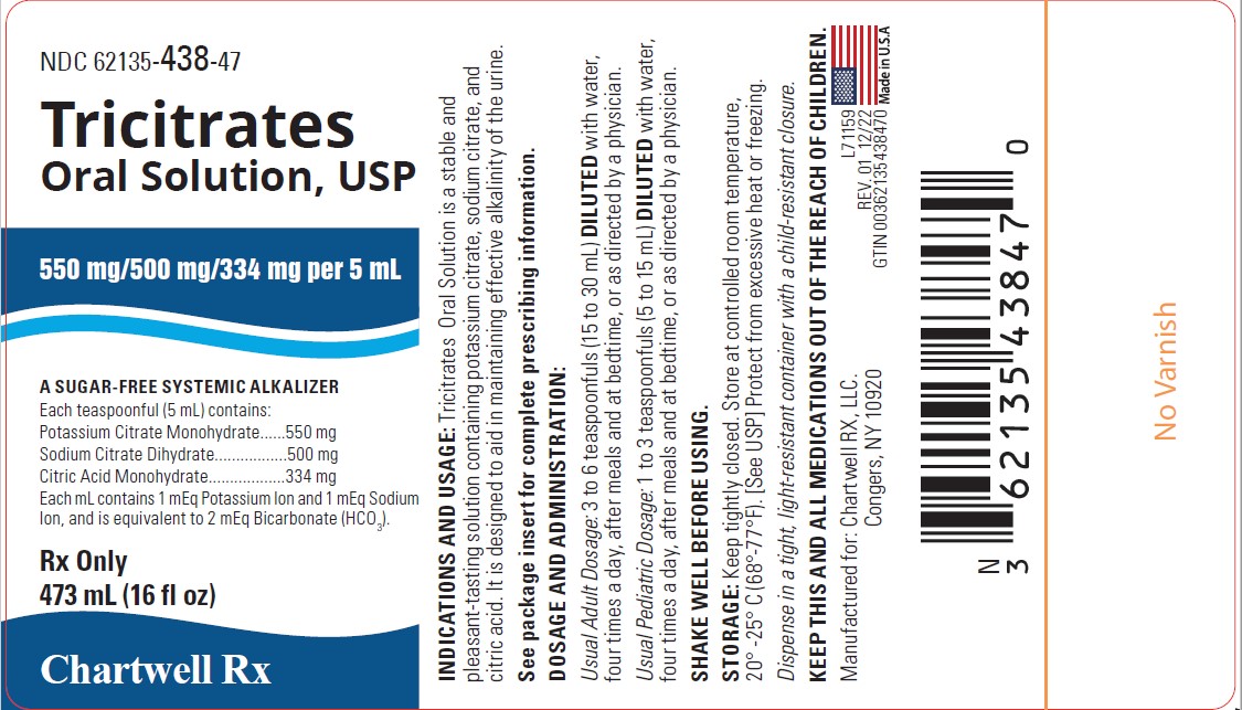 Tricitrates Oral Solution, USP  - NDC: <a href=/NDC/62135-438-47>62135-438-47</a> - 473 mL (16 fl oz) Bottle Label