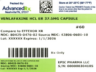 Venlafaxine HCL ER 37.5mg #60