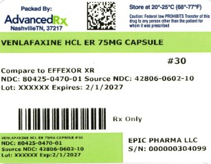 Venlafaxine HCL ER 75mg # 30