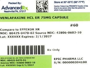 Venlafaxine HCL ER 75mg # 60