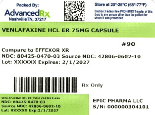 Venlafaxine HCL ER 75mg # 90