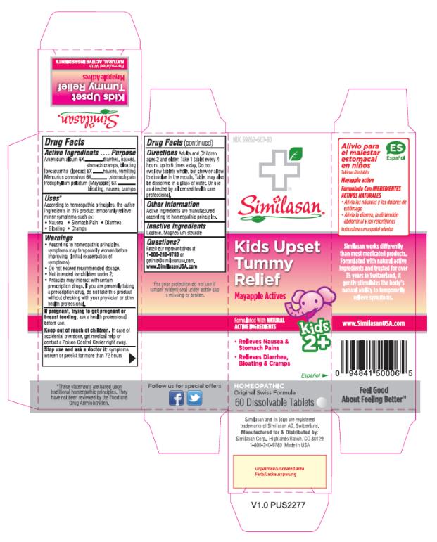 PRINCIPAL DISPLAY PANEL
NDC: <a href=/NDC/59262-607-30>59262-607-30</a>
Similasan
Kids Upset
Tummy
Relief
Mayapple Actives
60 Dissolvable Tablets
