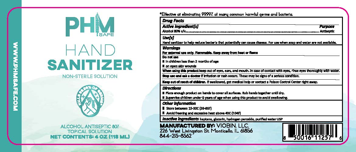 Label for PHM Safe Hand Sanitizer 04oz