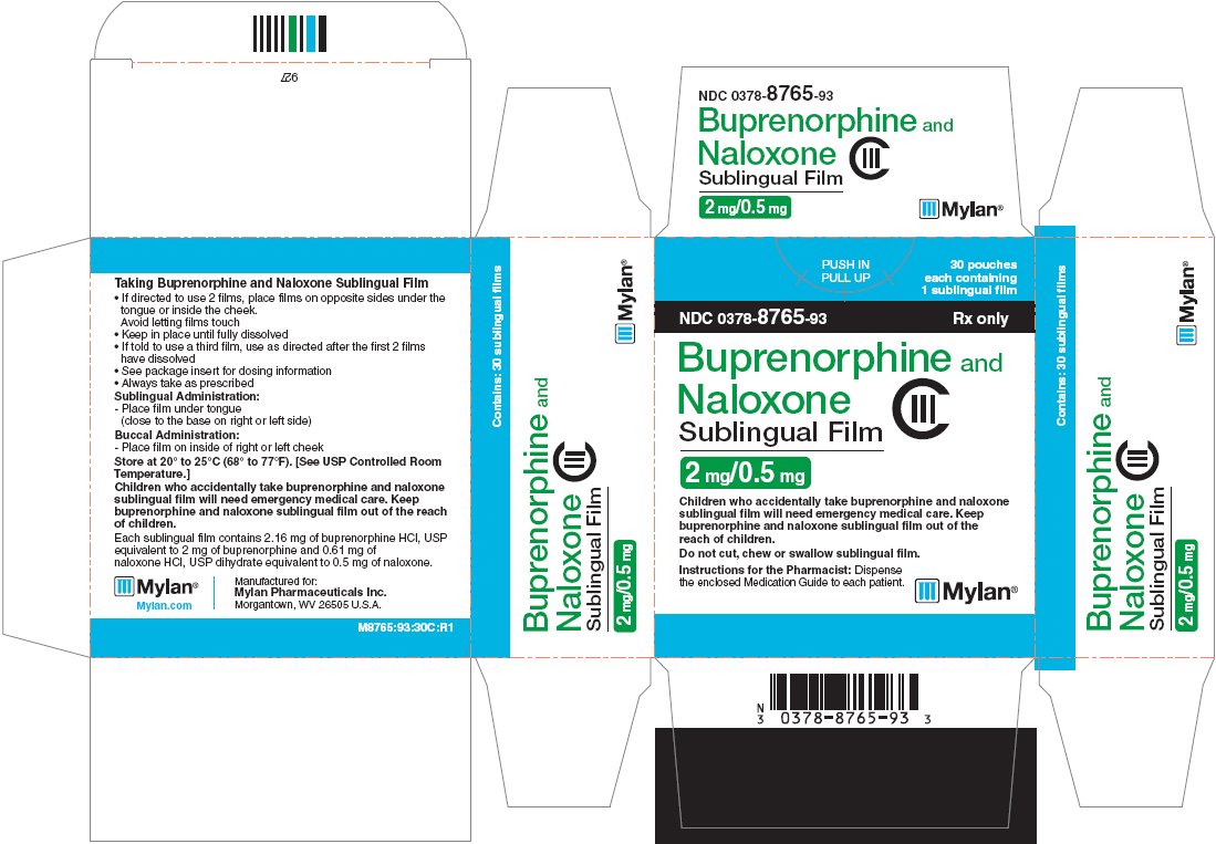 Buprenorphine and Naloxone Sublingual Film 2 mg/0.5 mg Carton Label