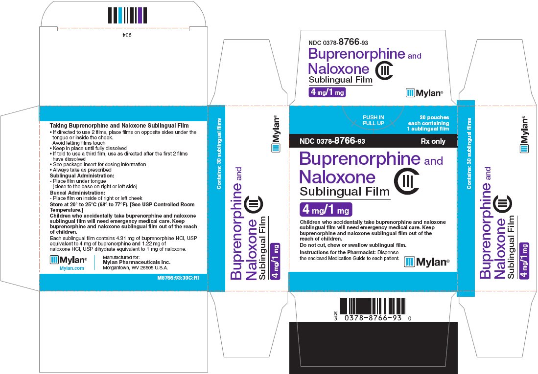 Buprenorphine and Naloxone Sublingual Film 4 mg/1 mg Carton Label