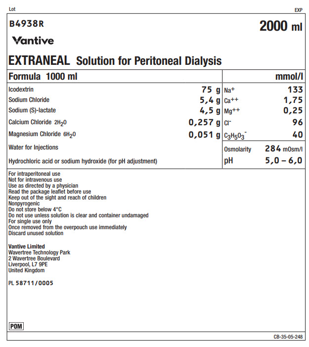 Vantive Representative Extraneal Container Label