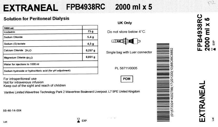 Vantive Representative Extraneal Carton Label