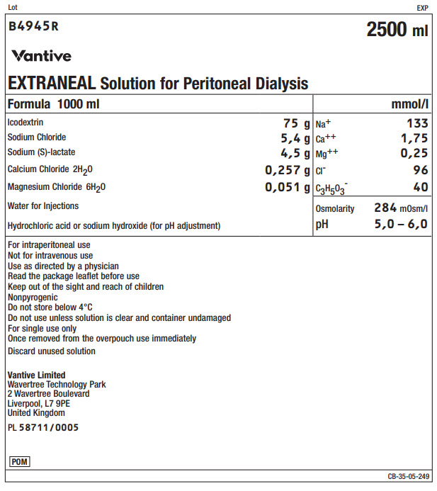 Vantive Representative Extraneal Container Label