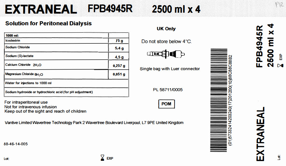 Vantive Representative Extraneal Carton Label