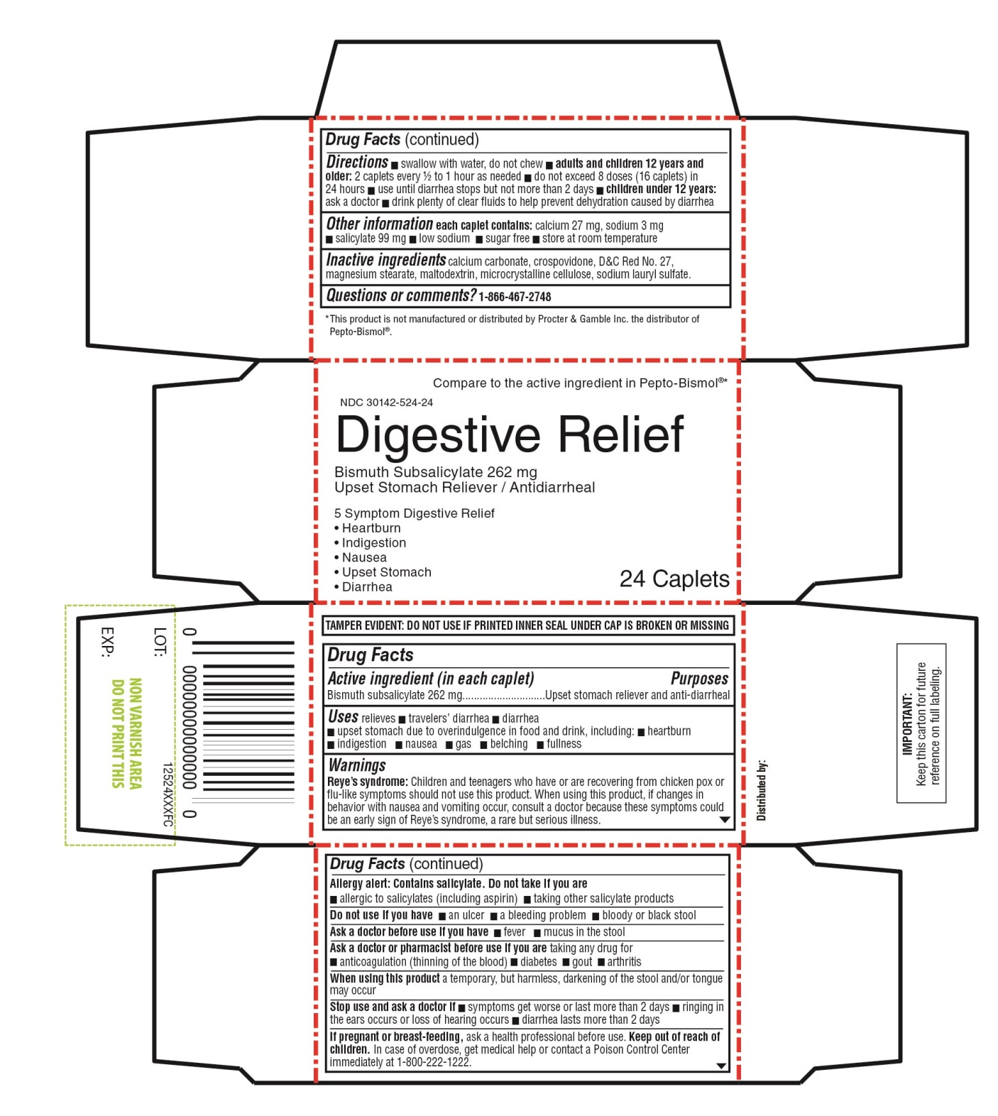 Kroger Digestive Relief Bismuth Subsalicylate 24 counts
