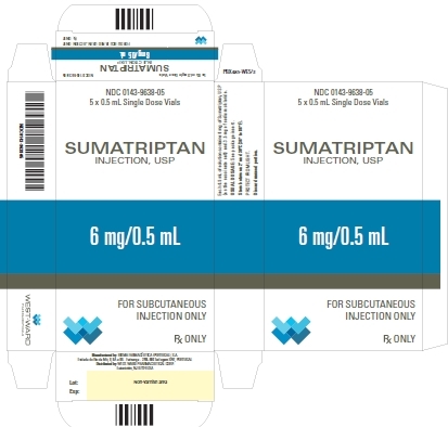 NDC: <a href=/NDC/0143-9638-05>0143-9638-05</a> 5 x 0.5 mL Single Dose Vials SUMATRIPTAN INJECTION, USP 6 mg/0.5 mL FOR SUBCUTANEOUS INJECTION ONLY Rx ONLY