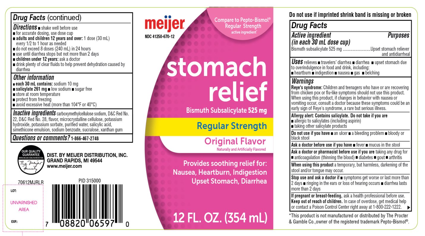 meijer stomach relief Bismuth Subsalicylate regular strength