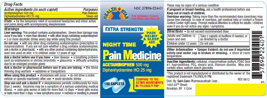 ES Night Time Pain Medicine label