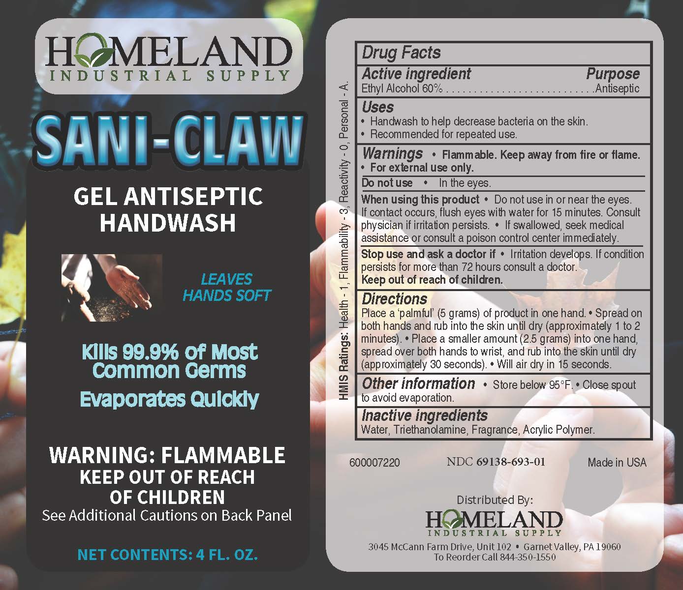 Homeland 6930 Sani-Claw 4oz