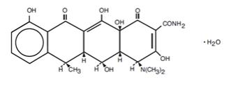 Doxycycline Hyclate Tablets, USP, are an antibacterial drug synthetically derived from oxytetracycline. The structural formula of doxycycline monohydrate is