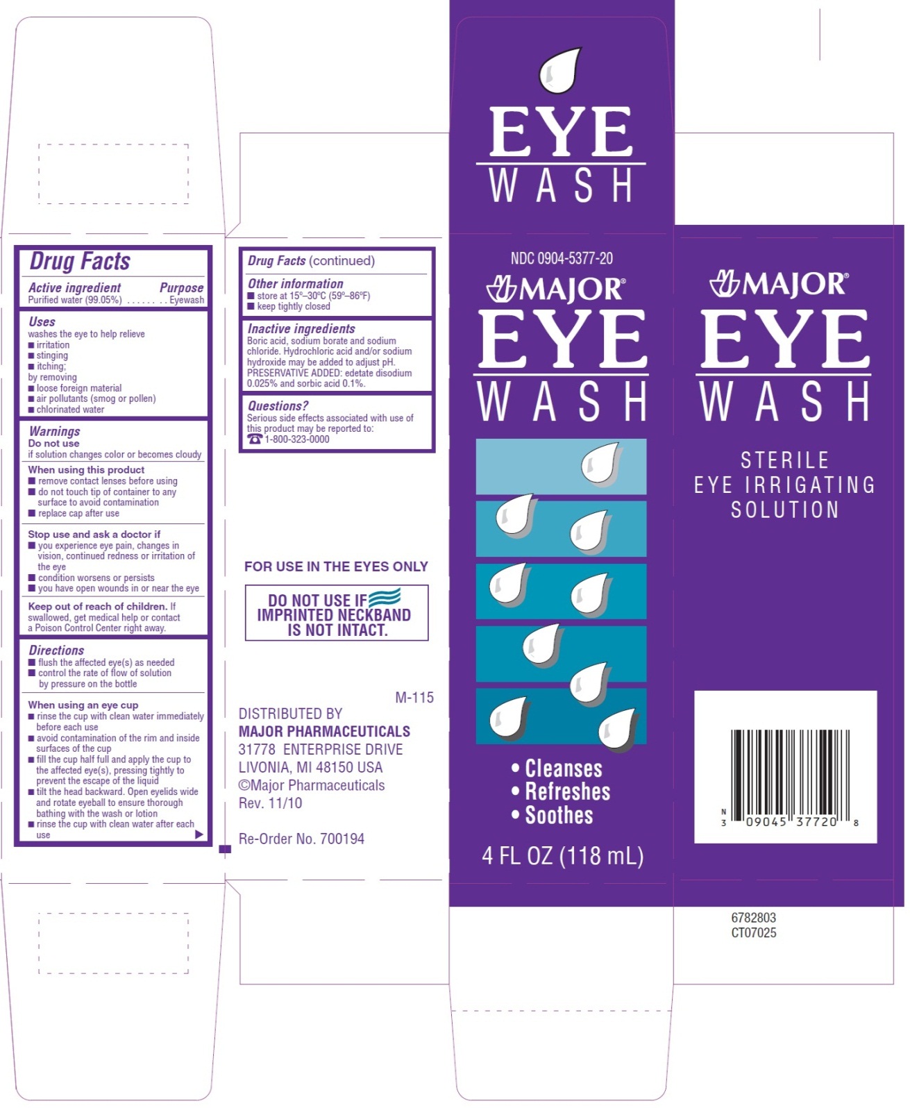Major Eye Wash Carton
