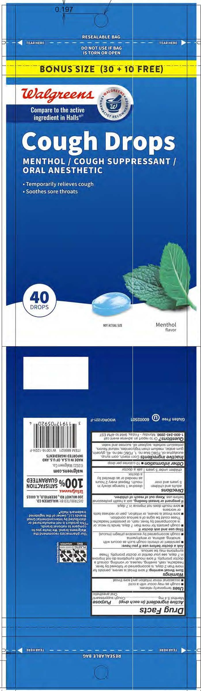 Walgreens Menthol Cough Drops 40ct