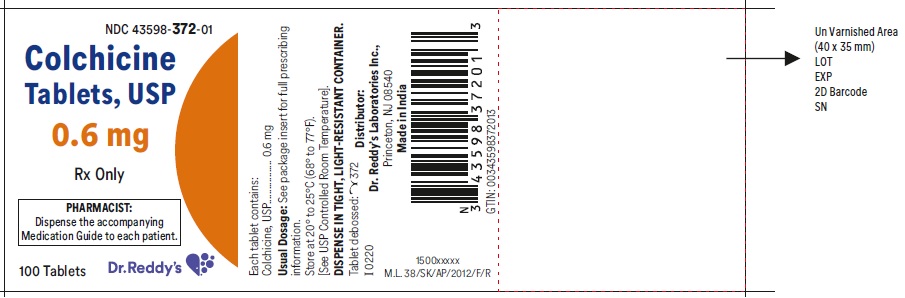 Colchicine Tablets 0.6 mg Bottle Label