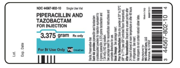 WGCC Pip Taz 3.375 g vial label