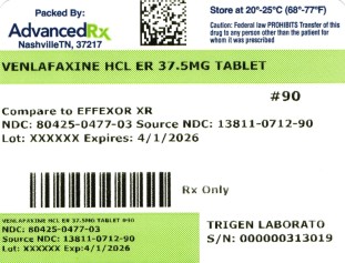 Venlafaxine HCL ER 37.5mg #90